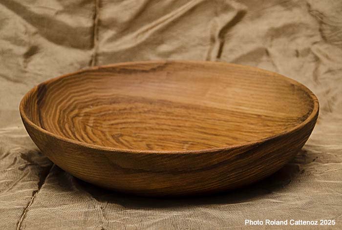 Plat tourné en frène, Qualité alimentaire, 25cm